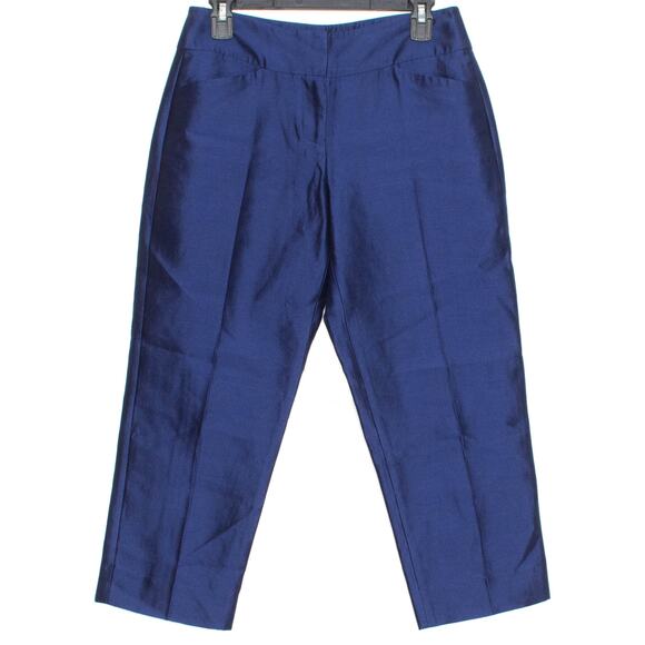 NWT Talbots Dress Pants Curvy Cropped Silk Preppy Minimalist Classic Blue Size 2 - Picture 1 of 3